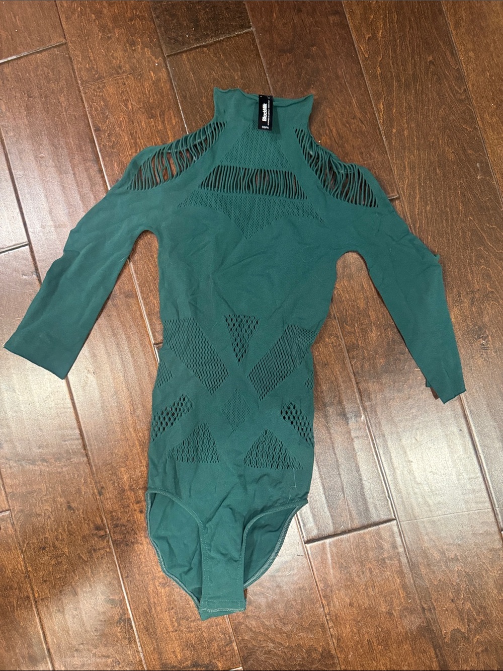 BlackMilk Forest Green Knit Bodysuit with Cutouts